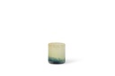Thick votive cylinder with green to ochre design - glass - green/ocher  - Ø11x12cm - p/6