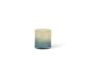 Thick votive cylinder with green to ochre design - glass - green/ocher - Ø14x15cm - p/4