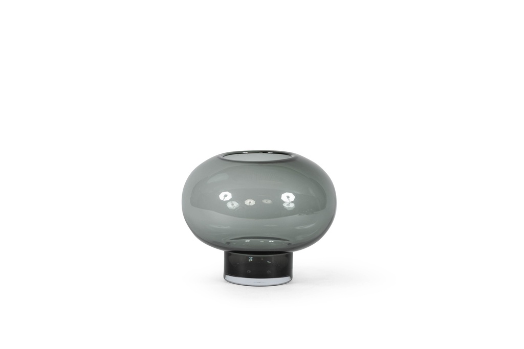 Bollvase on stand - glass - smoke - Ø29 x 23.5cm - p/1