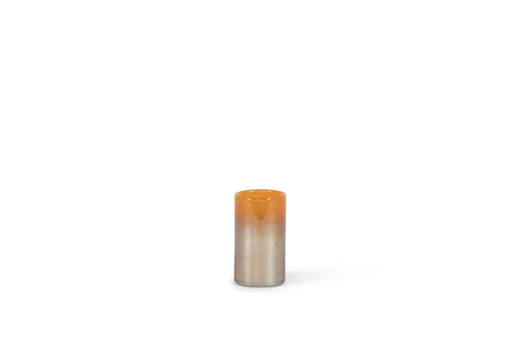 Thick votive cylinder - glass - orange luster - Ø7x 12cm - p/4