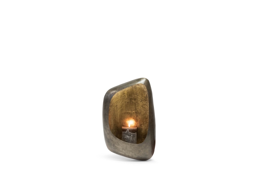 Wall Candle Holder organic - metal - nickle antique /gold leafing - 36x16x57cm -  p 1/1