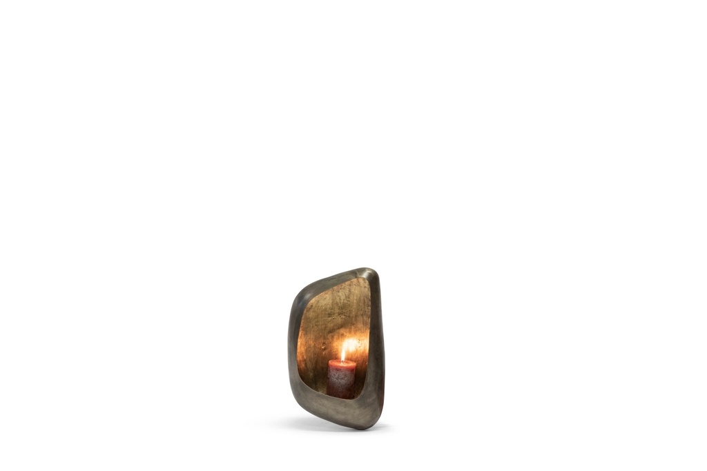 Wall Candle Holder organic - metal - nickle antique /gold leafing - 25x11x41cm -  p 1/3