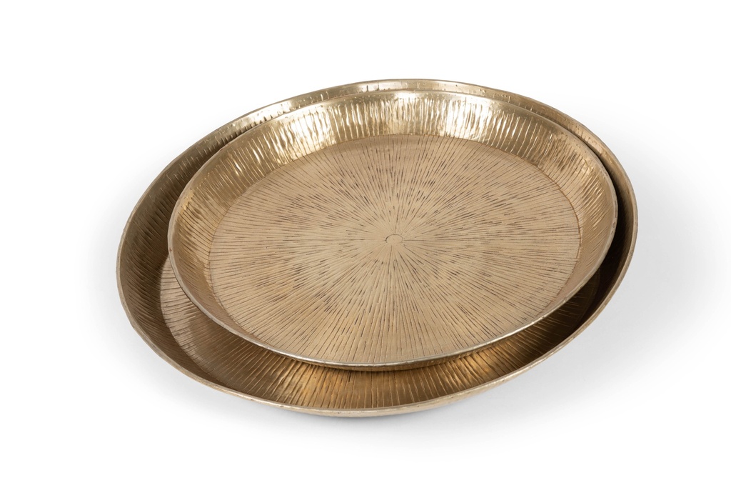 Tray sunburst with rim set of 2  - aluminium -  light gold - Ø48cm/Ø56cm - p 2