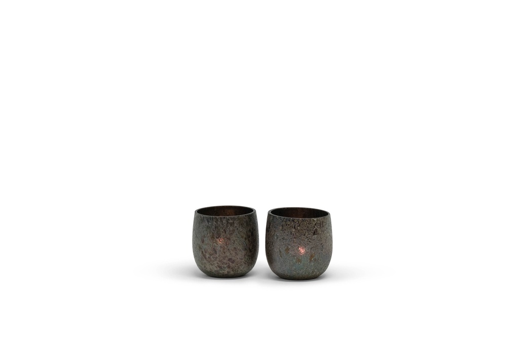 Theelight - glass - green forest spotted black color inside- Ø8 x 8cm - p 6/48