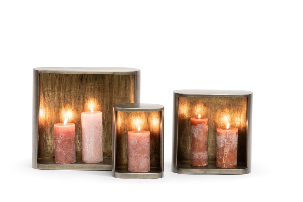 Standing wall candle holder - metal - nickle antique /gold antique leafing - medium 33x15x32,5cm -  p 1/4