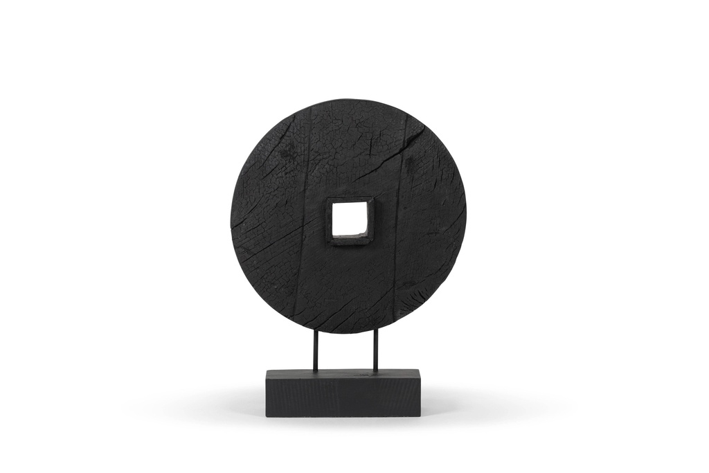 Ornament - brushed mango wood - mat black  - 40x9x54cm - p/2/4