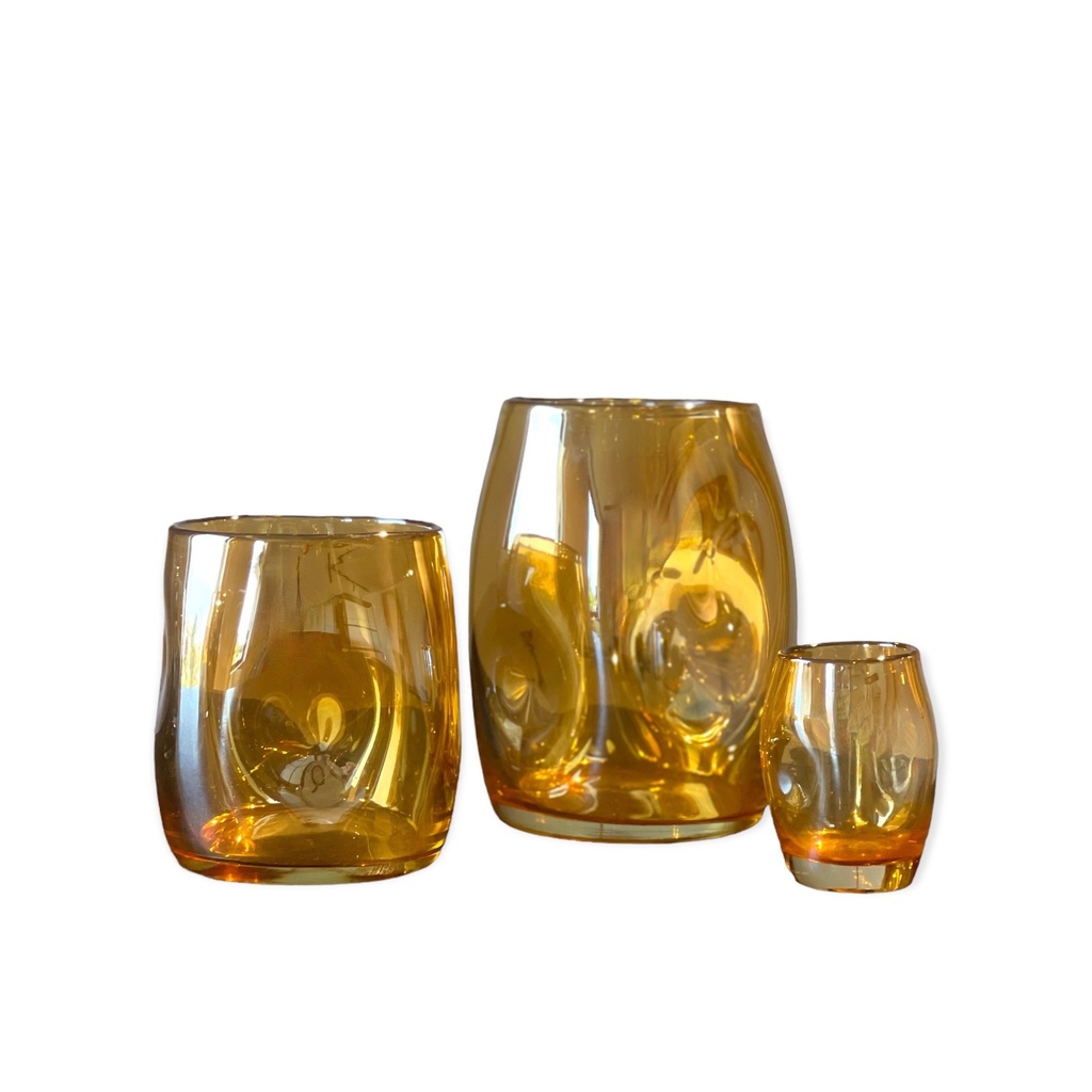 Thick votive organic - glass - amber - Ø8 x 11cm - p 6