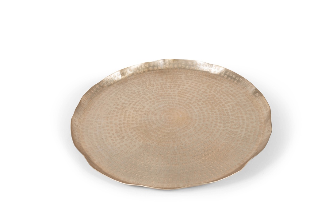Plate large weave textured - metal - champagne - Ø58,5x3cm - p/2/4