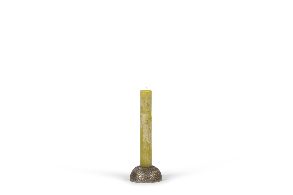 Dome candleholder for candle Ø4,4cm - aluminium - raw antique gold - Ø12x5,5cm - p/6/24
