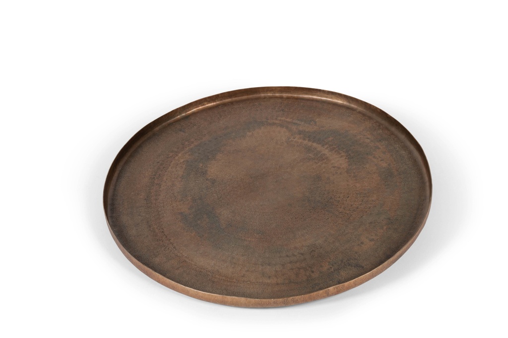 Plate mineral textured - metal - rustic gold - XXL Ø61x2,5cm - p 1/4