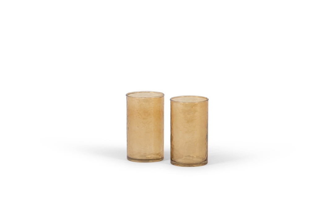 Tlight holder hammered - glass - smoke - Ø7,5 x 13,5cm - p 6/36