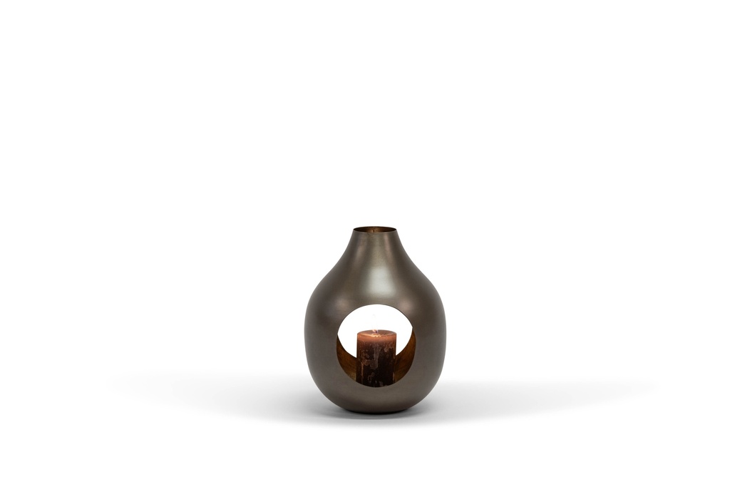 T-lightholder nickle antique / gold antique - Iron - Ø20,5 x 25,5 cm - p/2/8