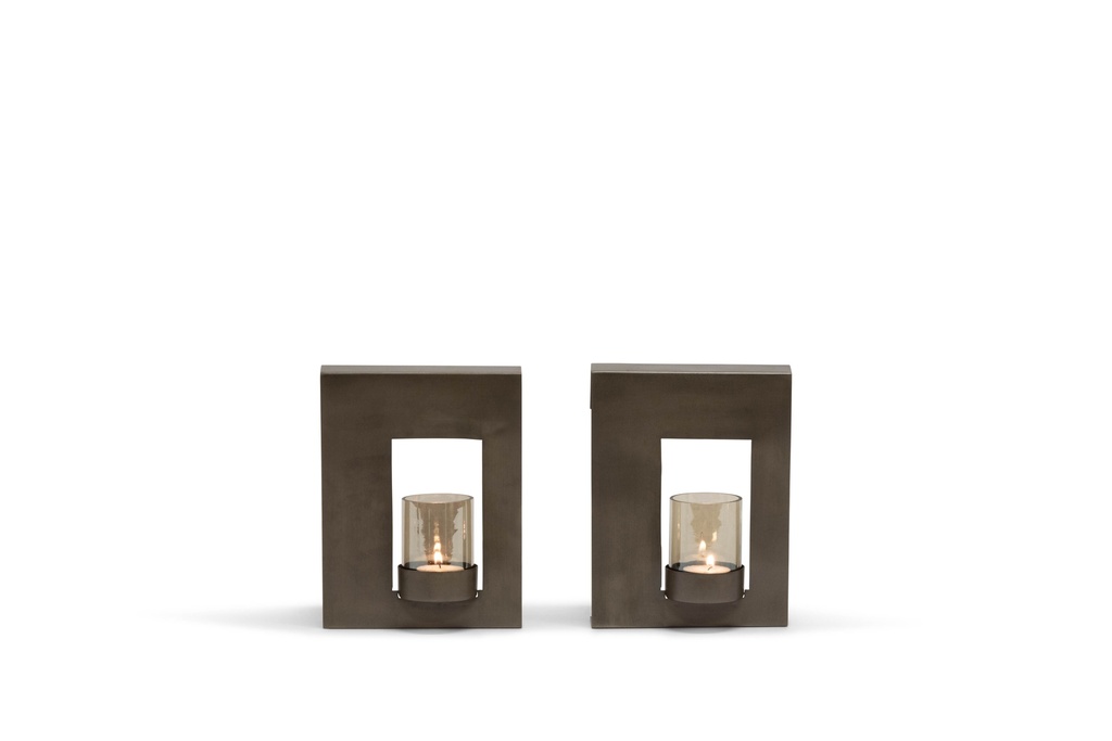 Wall T-Lightholder - nickle antique with smoke glass - Iron - 16,5 x 7,5 x 21,5cm - p 4