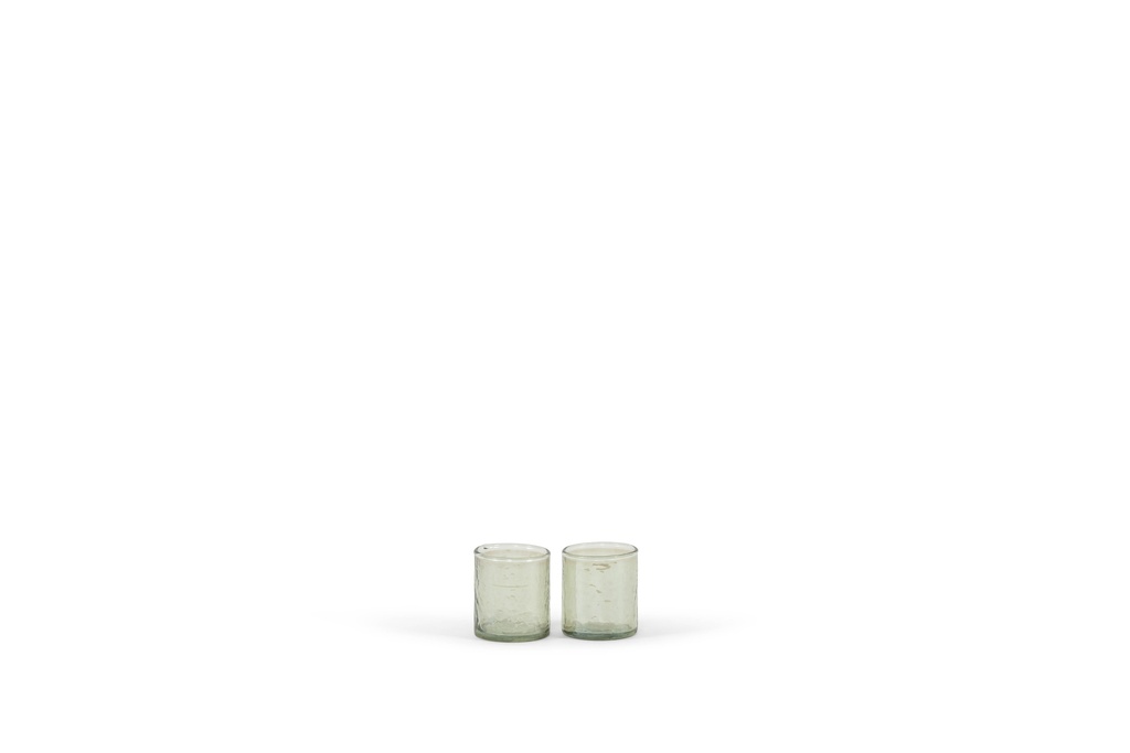 T-Lightholder hammered - green luster  - glass - Ø 7x8cm - p/6/48