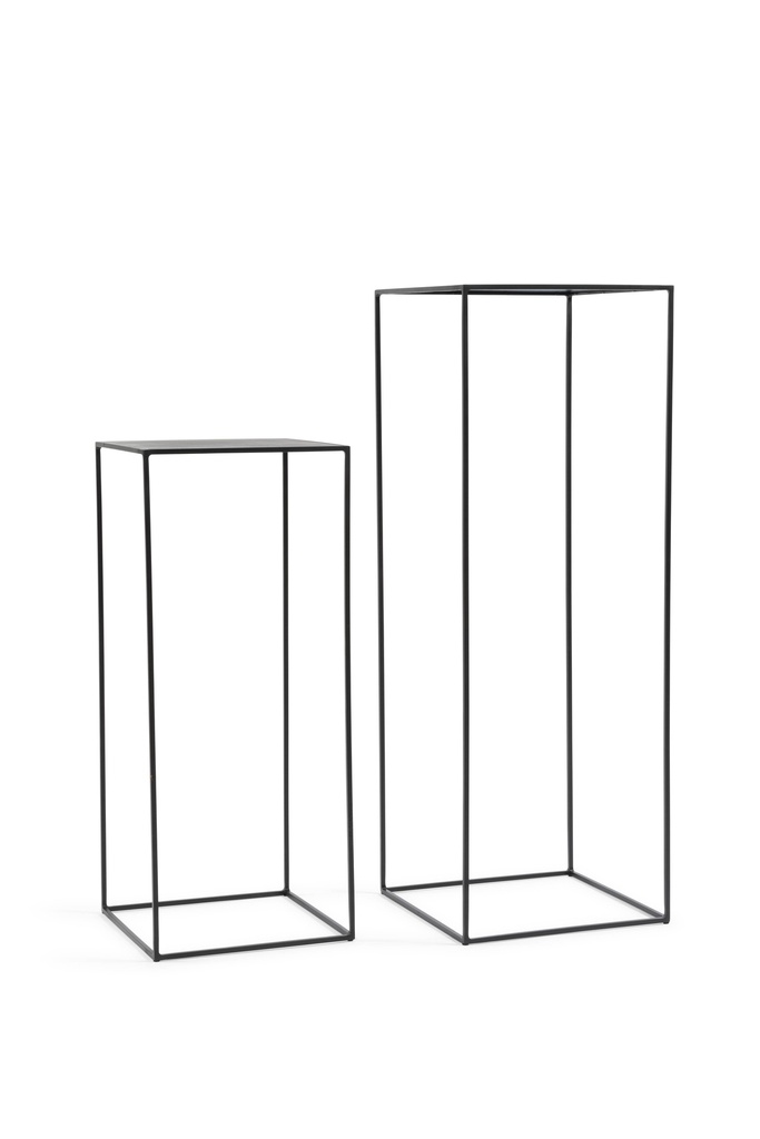 Console set of 2 - metal - matt black - 35,5x35,5x100cm and 32x32x76cm - p/1