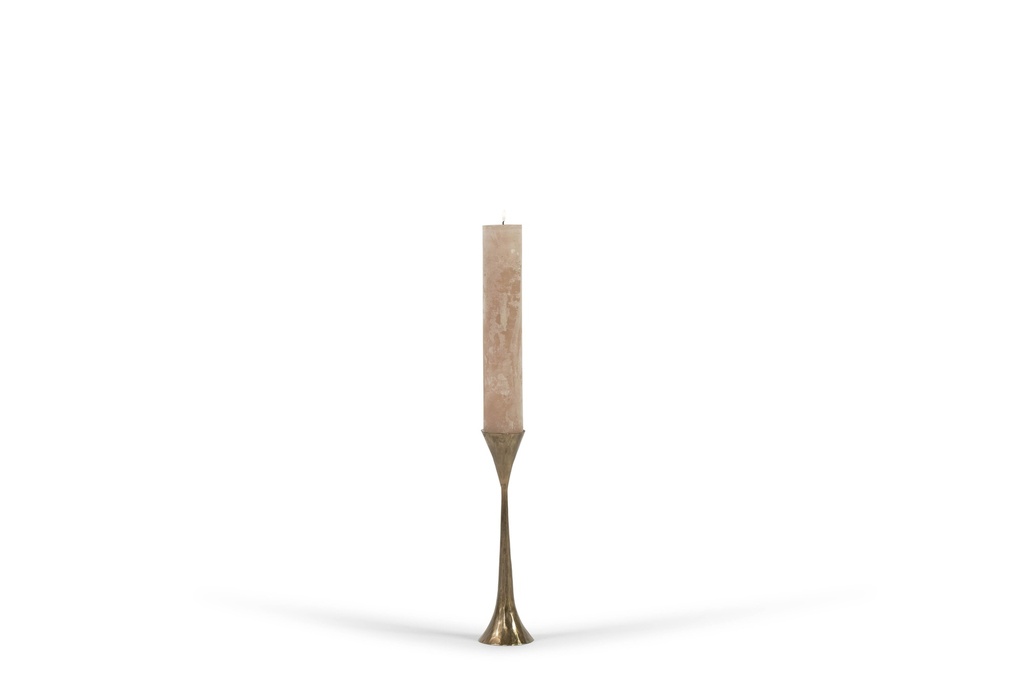 Handforged candle holder for Ø5,7 - brass antique - small - H 30cm - p/2/16