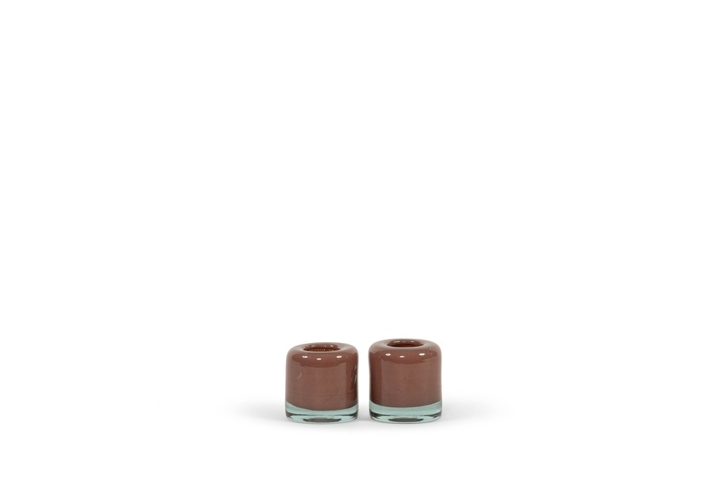 Thick votive holed up old pink - Ø11x10cm - p/4/1
