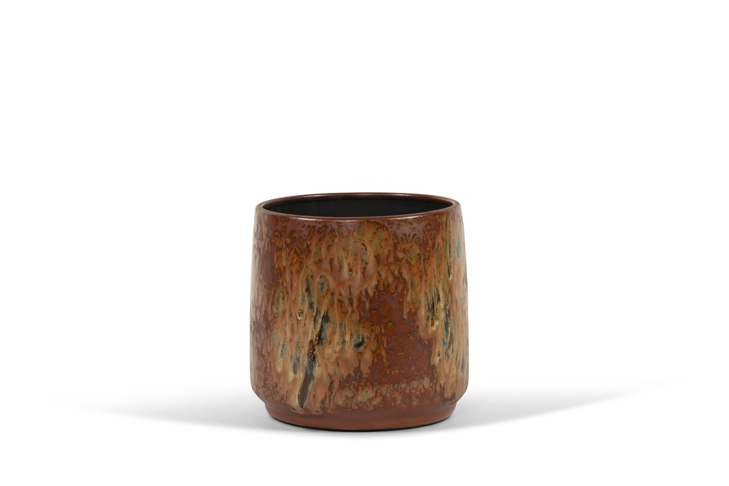 Flowerpot spotted brown glazed - terracotta - brown - Ø 32x32cm - p/1/1