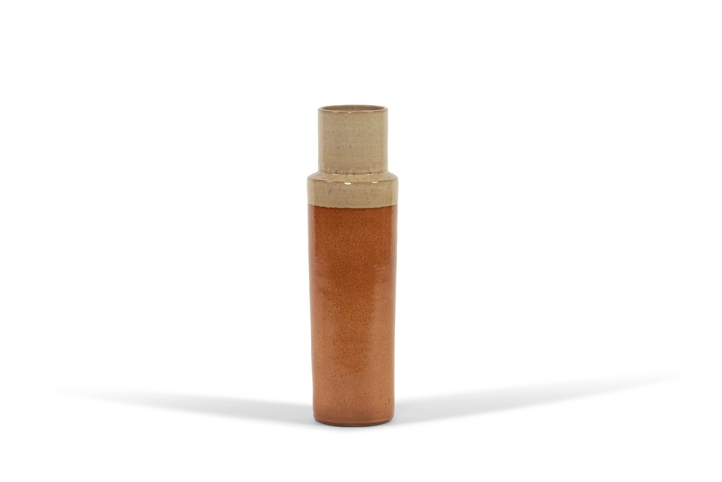 Vase brown to beige glazed - terracotta - beige - Ø 14x50cm - p/2/1