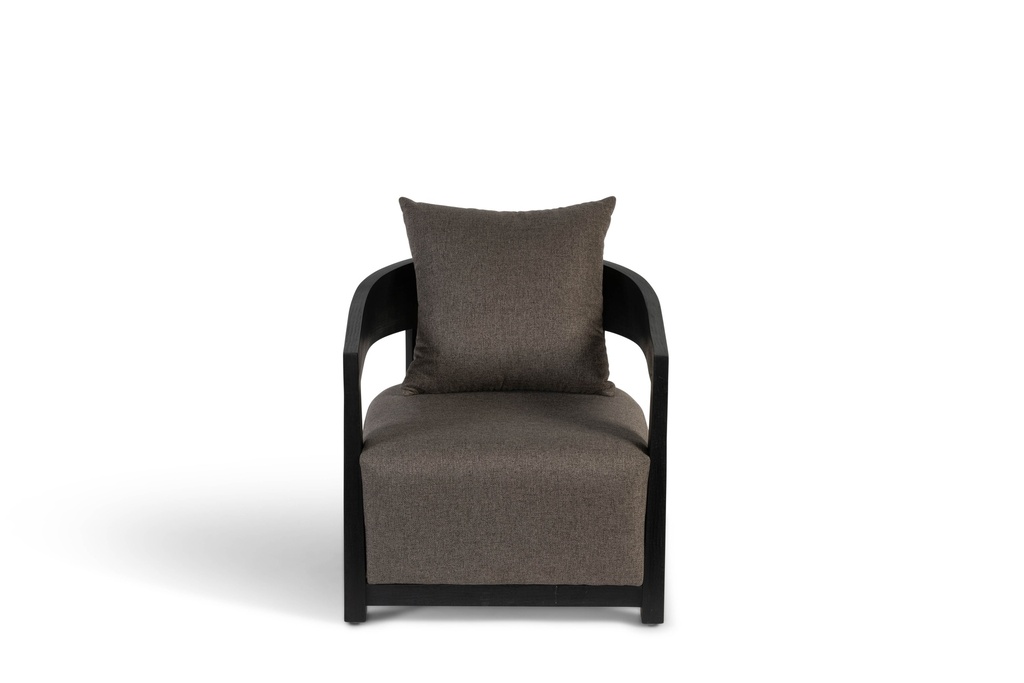 Club Chair grey on black brushed wood- 61x58x60,5cm - p/1/1
