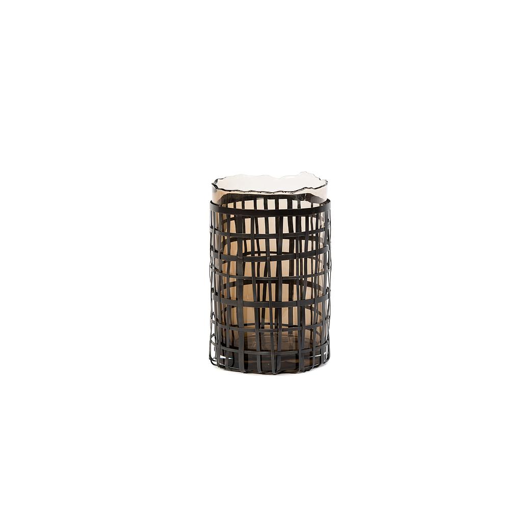 Strip basket - metal - antique brass - Ø 23x27cm - p/1