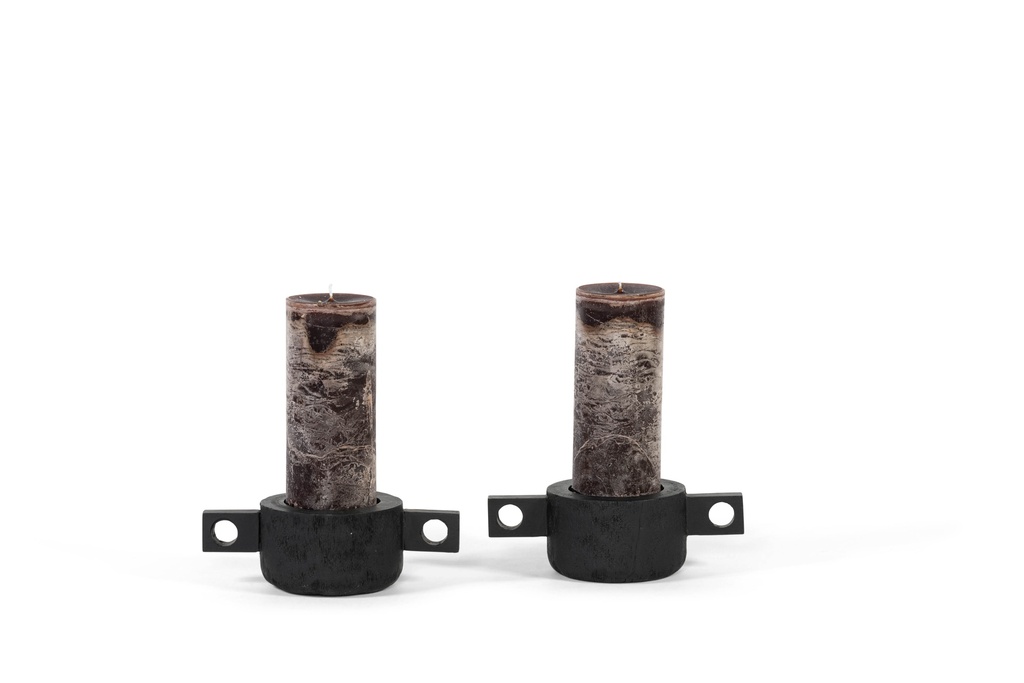 Candleholder for Ø10 - wood - black mat brushed - 30X15,5X10cm - p2/8