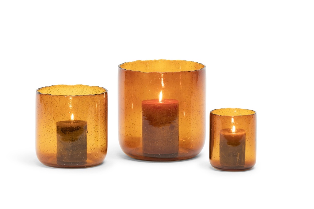 Hurricane amber bubble set of 3 - glass - Ø 25x25cm - Ø 20x20cm - Ø 15x15cm - 1/1