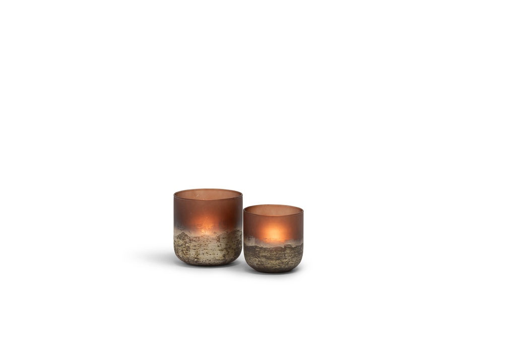 Vase rounded half silver half brown set of 2 - Ø14x14cm - Ø12x12cm - p 2sets