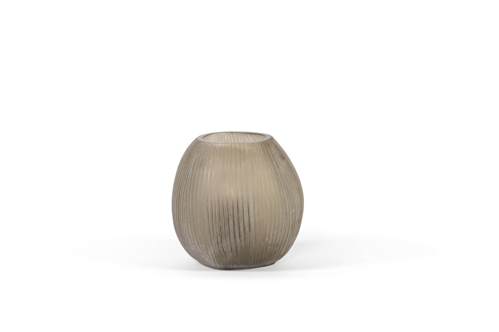 Organic vase with cutting - light smoke - medium - 20x19x20 - 1/1