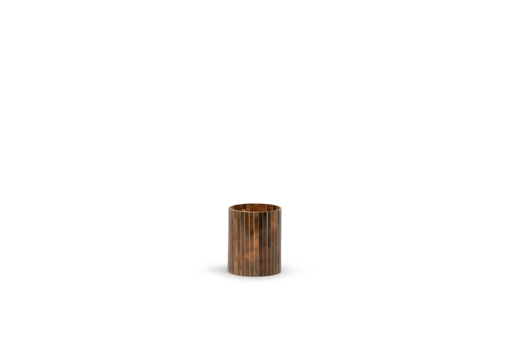 T-Light holder mosaic light amber - Ø10x13cm - 4/12