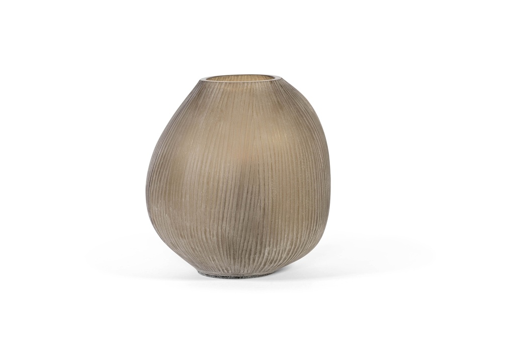 Organic vase with cutting - light smoke - big - 28,5x22,5x29 - 1/1