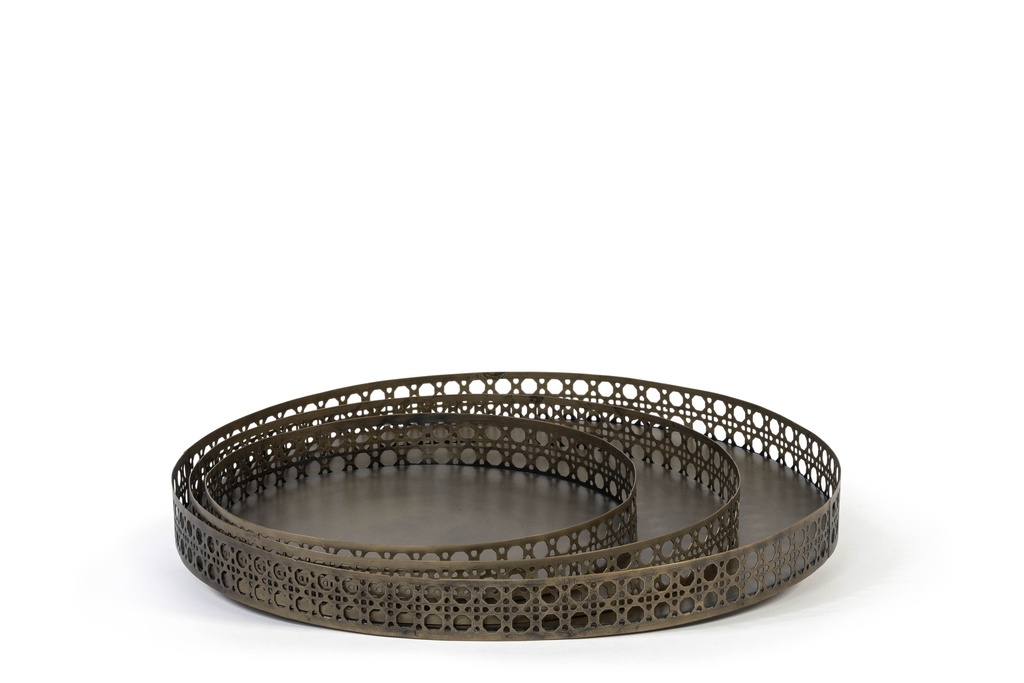 Tray with retro strip border brass antique- medium - 45x45x5cm - p2/4