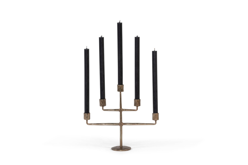 Handforged 5 arms taperholder - iron - brass antique - Ø26x31cm - 2/6