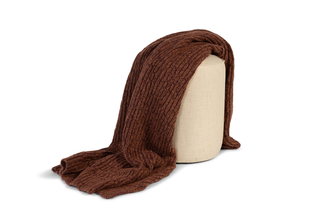Plaid Knitted - Mohair Wool - Brown/Terracotta - 140cm x 200cm  - p/1