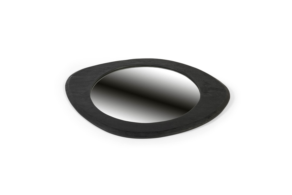 Organic mirror - glass & wood - brushed black  - 50x44x2cm - p/1/1
