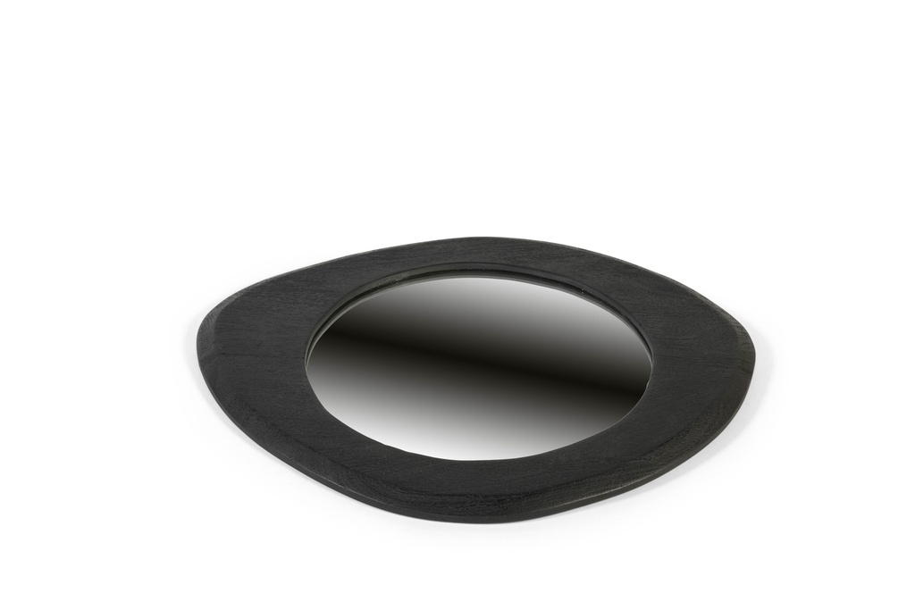 Organic mirror - glass & wood - brushed black  - 70x60x2cm - p/1/1