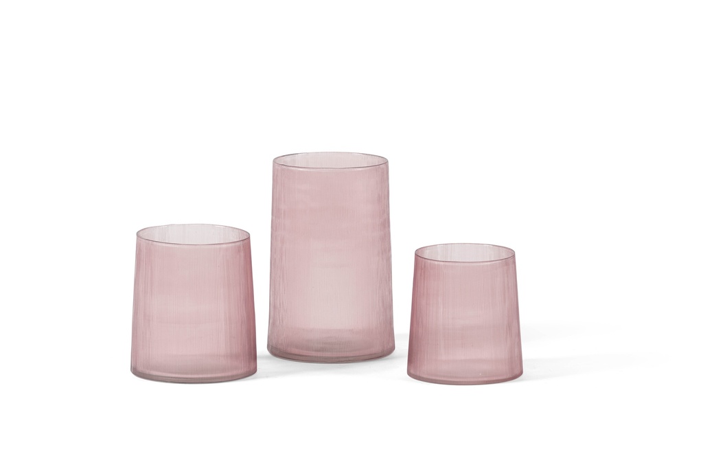 T-light holder thin line sprayed medium pink - Ø8.5 x 9.5cm -p 6/36