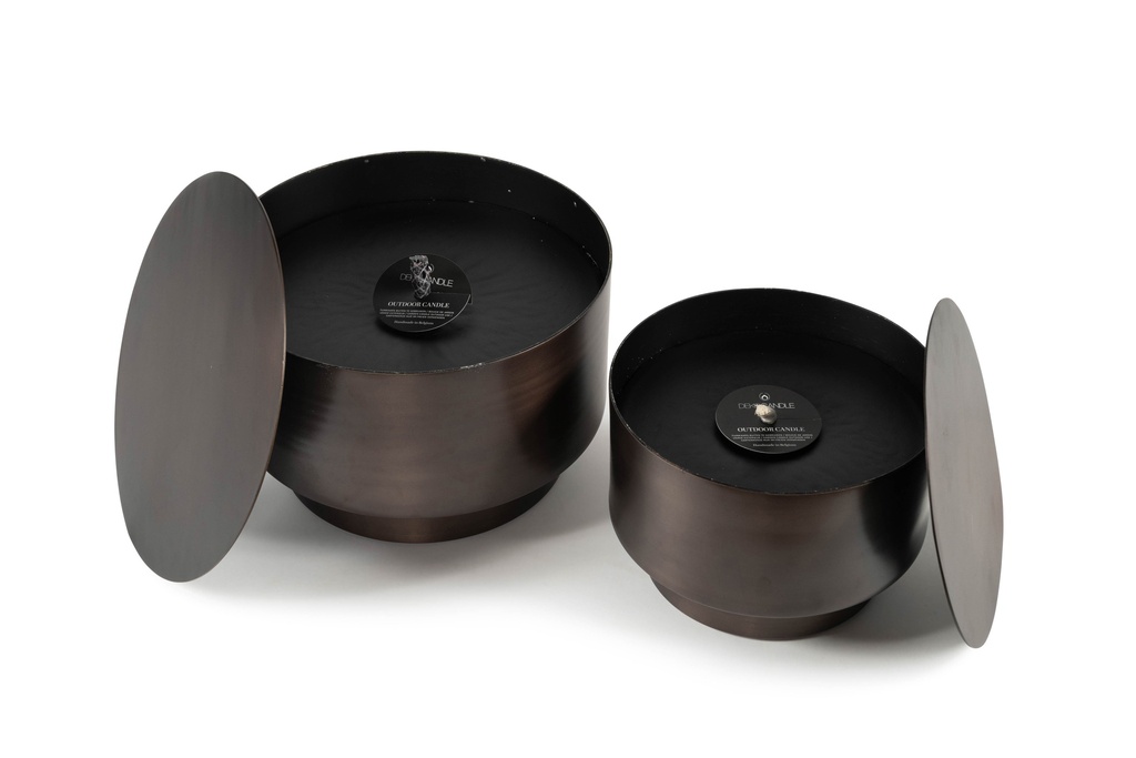 Metal Box with cover bronze - Set of 2 - Ø 22x15 cm /Ø 27x18 - 1 - ext. cot. - p/1