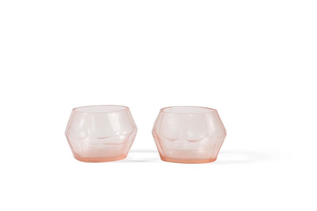 T-light holder oval with cutting medium - salmon - Ø11.5 x 9.5 x 8 cm - p 4/18