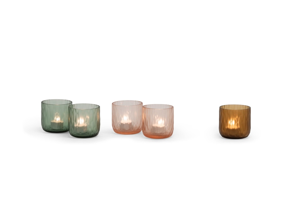 T-light holder round with vertical cutting - copper - Ø9 x 9cm - p 6/24