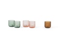-light holder round with vertical cutting - green - Ø9 x 9cm - p 6/24