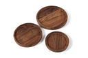 Wooden round tray natural oiled set of 3 - Ø20 x 2.5 / Ø25 x 2.5 / Ø30 x 2.5 - p 1/4