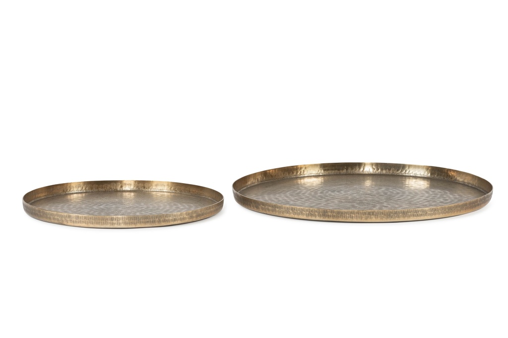 Plate texture XL antique gold - set of 2 - Ø47x2,5cm/Ø61x2,5cm- p/1/4