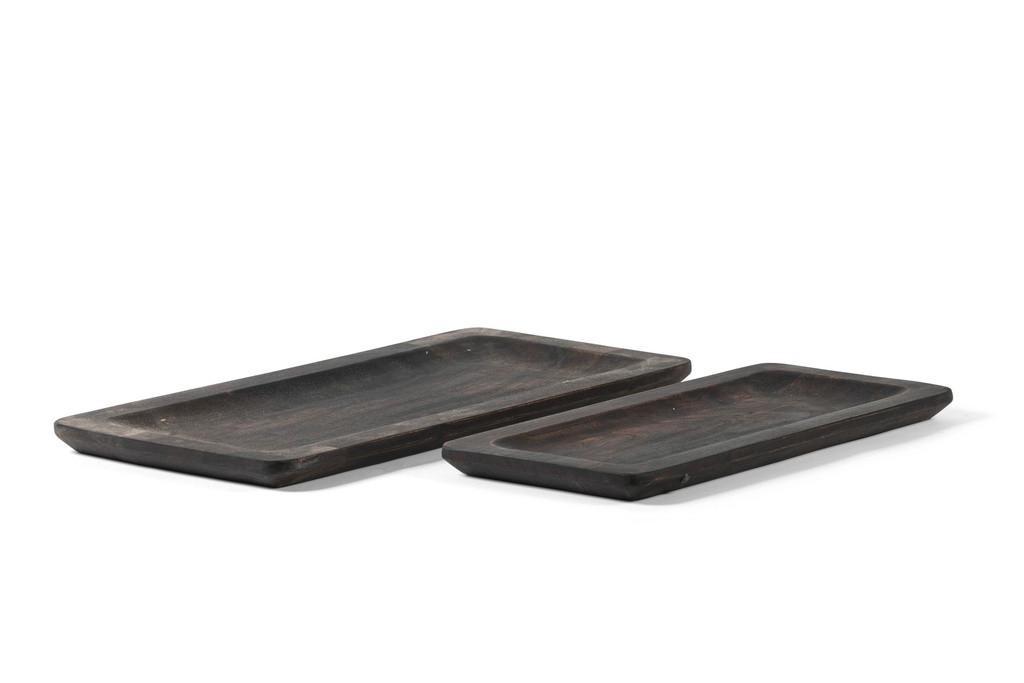 Wooden long tray blacked set of 2 - 45 x 20 x 2.5 / 55 x 25 x 2.5 - p 1/2