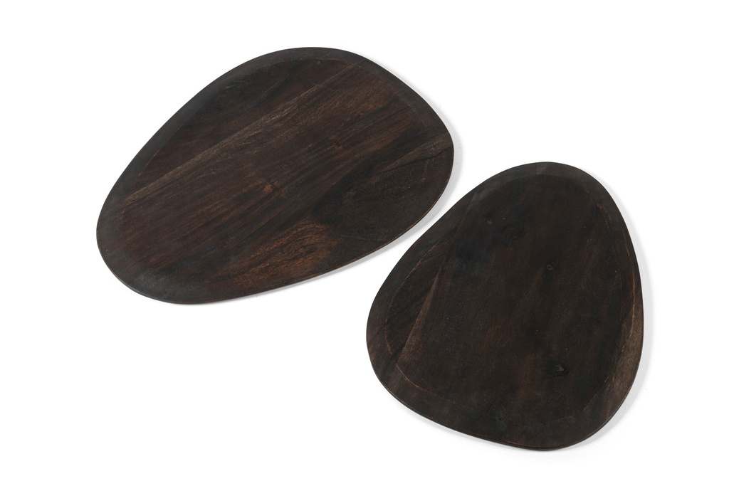 Wooden organic plate blacked set of 2 small + 2 big - 38 x 29 x 1.5 / 44 x 35 x 1.5 cm - p 1/2