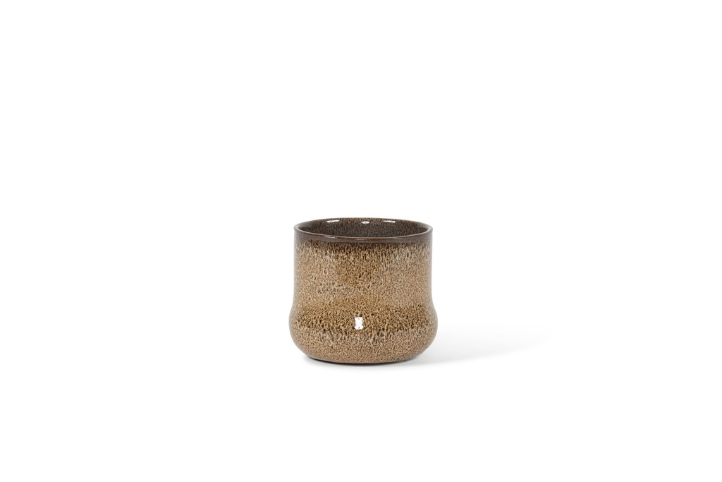 Flowerpot cream brown spotted glazed small - Ø15 x 15cm - p 6/1