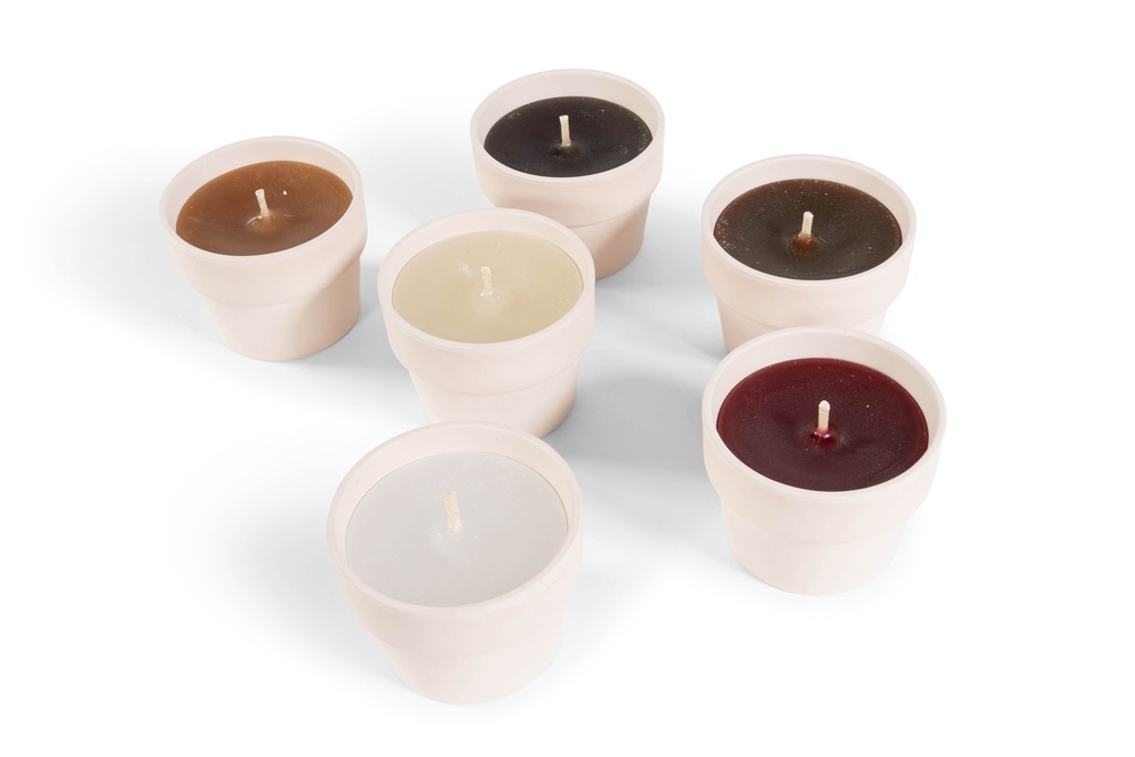 White terracotta pot with black wax - Ø 8 x 10 cm - 1 - ext. cot. - p/12