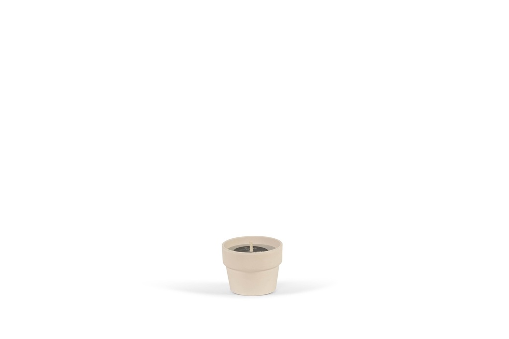 White terracotta pot with black wax and citronella - Ø 8 x 10 cm - 1 - ext. cot. - p/12 + citronella