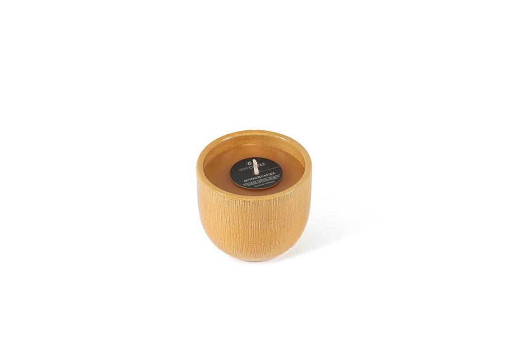 Flowerpot glazed Honey Small - Ø 15 x 13 cm - outdoor candle -1 ext. coton wick - p/6 + CITRONELLA