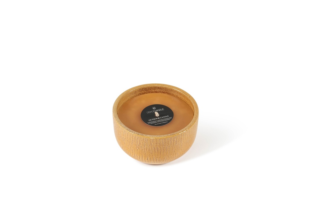 Bowl glazed Honey - Ø 18 x 10 cm - outdoor candle -1 ext. coton wick - p/4 + CITRONELLA